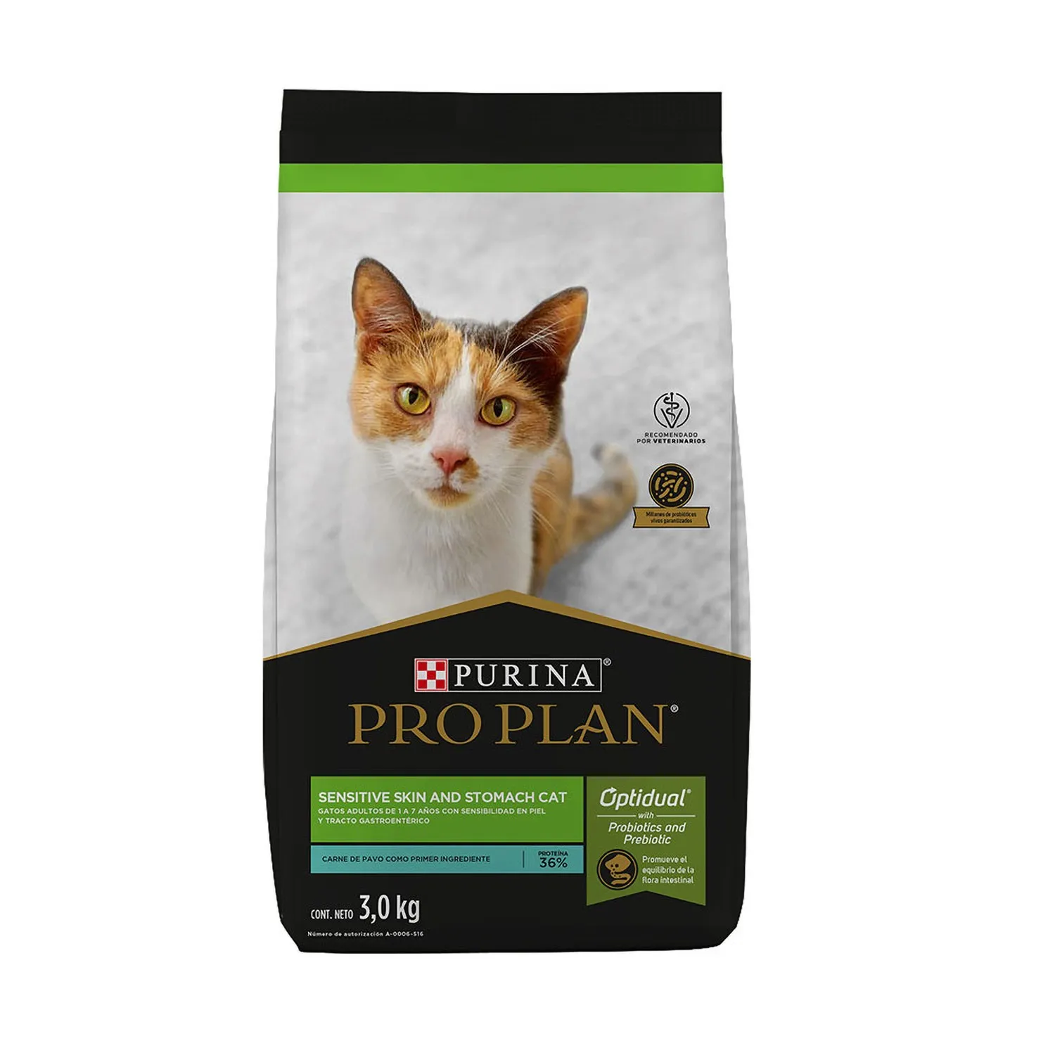 Alimento Gato Seco Adulto Pavo Piel Y Estomago Sensible Pro Plan 3kg